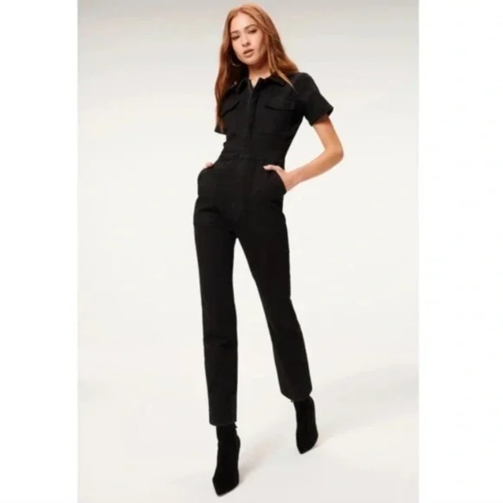 GOOD AMERICAN Utility Boilersuit in Black099 Size 3 (Large)